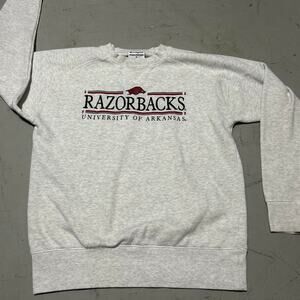 **Vintage Ash Grey University of Arkansas Razorbacks Champion Sweatshirt**